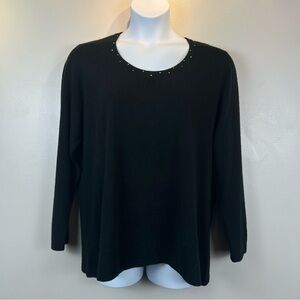 Vintage Designers Originals Sweater Womens 2XL Black Rhinestone Accents Retro